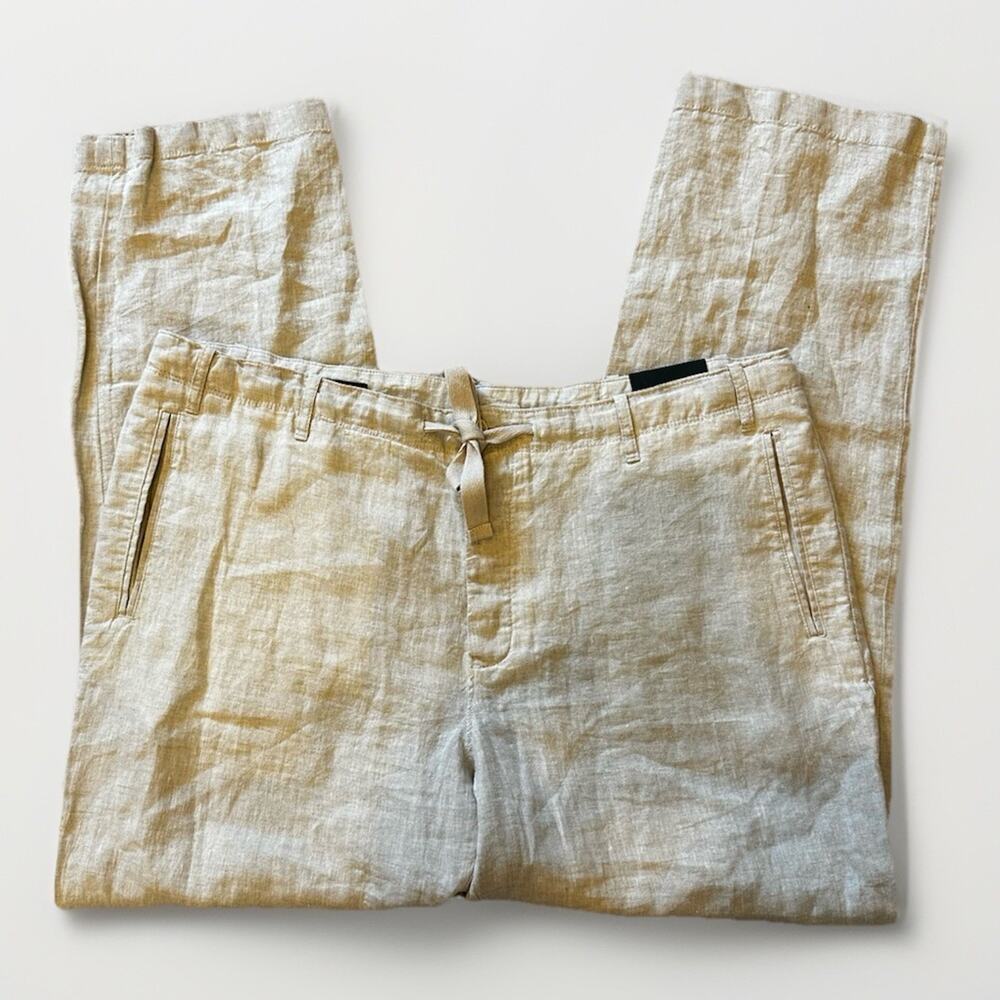Perry Ellis 100% Linen Pants Size 40 Natural Drawstring NWT Beach Preppy Wedding